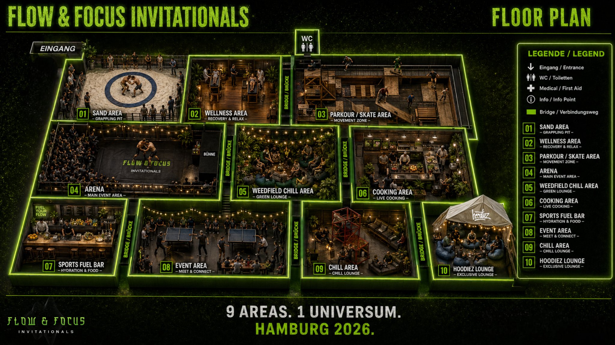 Flow & Focus Invitationals Floor Plan 1 zu 1 Aufbau